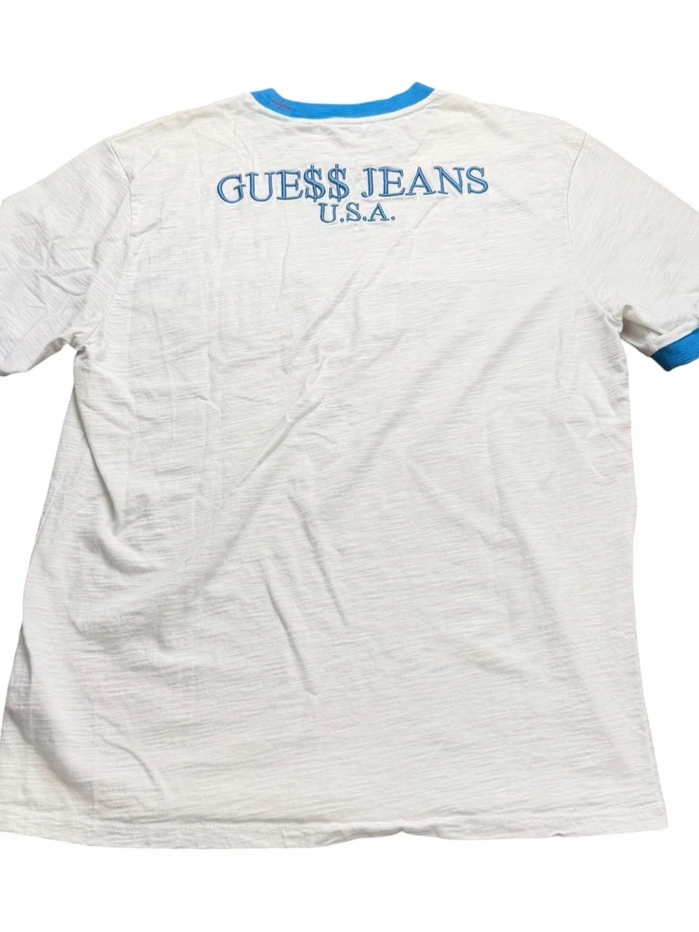 RARE Guess x A$AP Rocky Ringer T-Shirt White Rainbow Logo Adult Size Medium M OG - Picture 2 of 3
